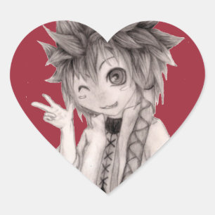 Adesivo Coração Cara De Anime Bestial, Desenho Original