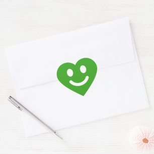 Adesivo Coração Cara Sorridente Verde Fofa Clássico
