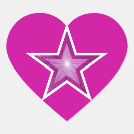 Adesivo Coração Carcolante rosa-estrela rosa