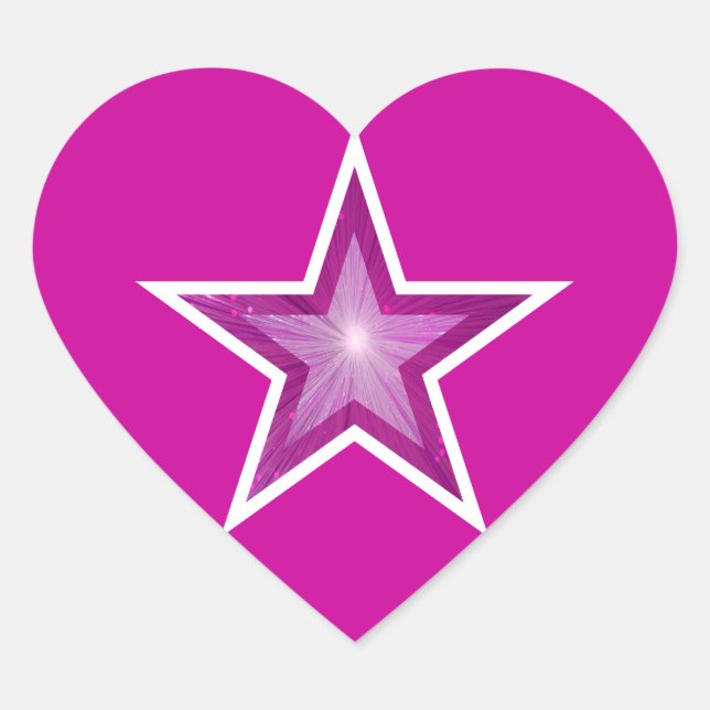 Adesivo Coração Carcolante rosa-estrela rosa (Frente)
