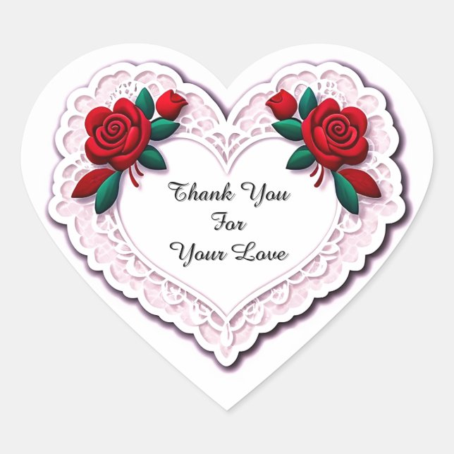 Adesivo Coração Cartão Coração de Renda Delicada (Frente)