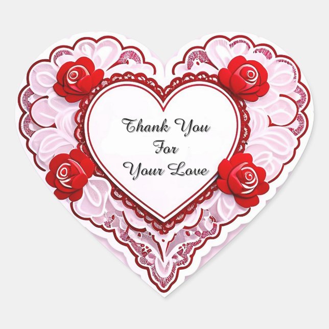 Adesivo Coração Cartão de Coração de Renda Delicada (Frente)