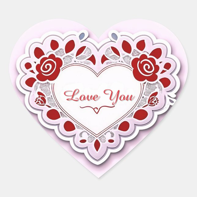 Adesivo Coração Cartão de Coração de Renda Delicada (Frente)