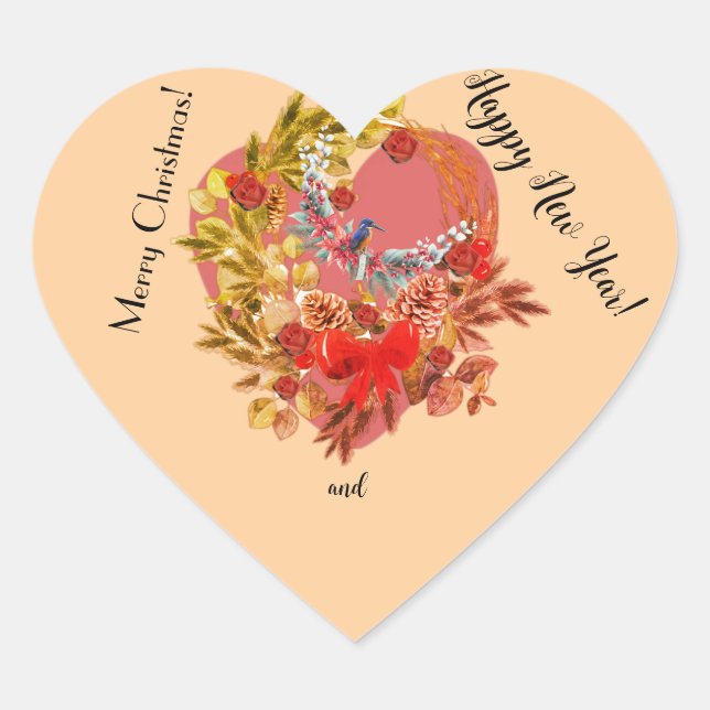 Adesivo Coração Cartão de Natal! (Frente)