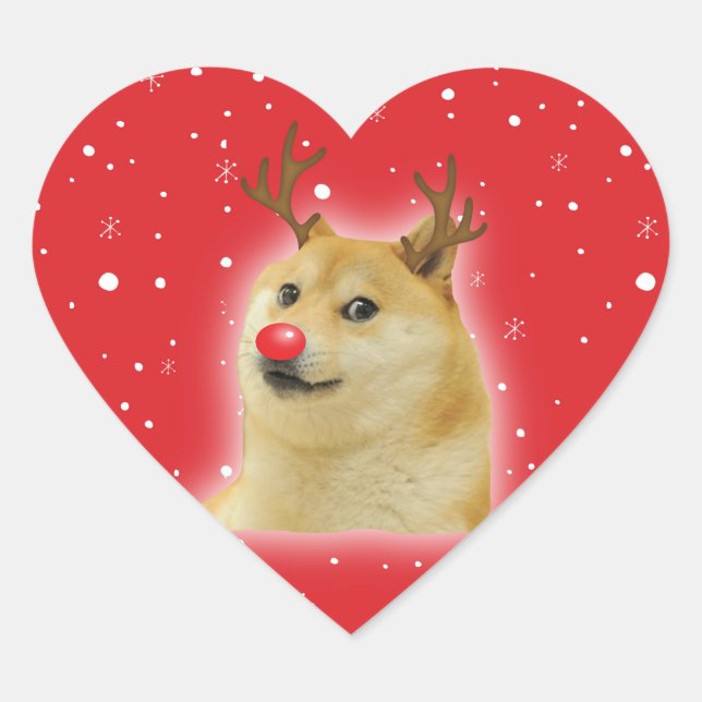 Adesivo Coração Cartão de Natal do Meme do Cachorro Dogright Doggo (Frente)
