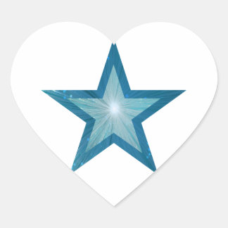 Adesivo Coração Cartaz azul-estrela branco