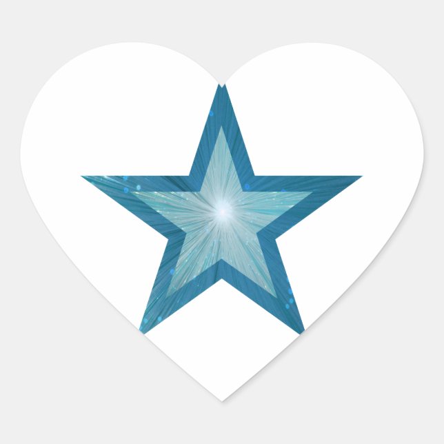Adesivo Coração Cartaz azul-estrela branco (Frente)
