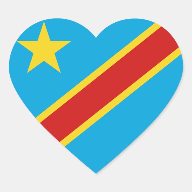 Adesivo Coração Cartaz do Sinalizador do Congo-Kinshasa (Frente)