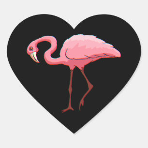 Adesivo Coração Cartaz Retro-Etiqueta Cor-de-rosa Flamingo Preto