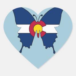 Adesivo Coração Cartazes cardíacos da borboleta do Colorado flag