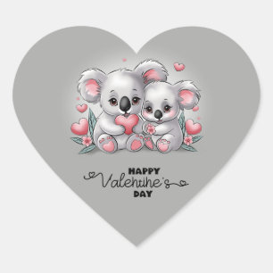 Adesivo Coração Cartoon bonito Koala abre Namorados