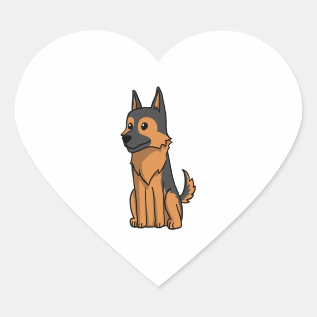 Adesivo Coração Cartoon german shepherd (Frente)