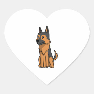 Adesivo Coração Cartoon german shepherd