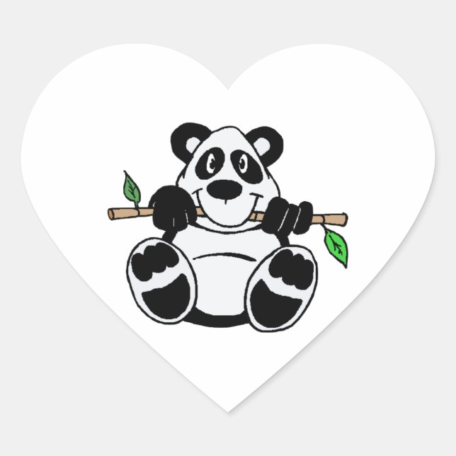 Adesivo Coração Cartoon Panda (Frente)