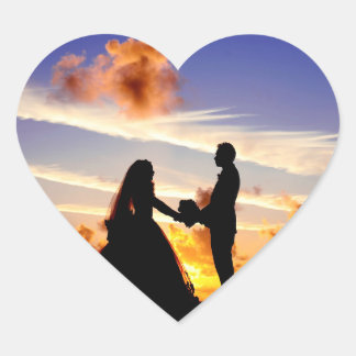 Adesivo Coração Casal de Casamento Sunset