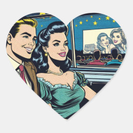 Adesivo Coração Casal retroativo em filme de drive-in