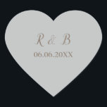 Adesivo Coração Casamento adorável e elegante<br><div class="desc">Uma maneira elegante de complementar a sua papelaria de casamento,  estes adesivos de forma cardíaca apresentam um fundo azul com bonito fonte marrom. Personalize seu nome e data do casamento também em caracteres castanhos. Personalize seus adesivos de casamento hoje! Design do Sticker: WeddingsbyRhoadie</div>