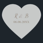 Adesivo Coração Casamento adorável e elegante<br><div class="desc">Uma maneira elegante de complementar a sua papelaria de casamento,  estes adesivos de forma cardíaca apresentam um fundo azul com bonito fonte marrom. Personalize seu nome e data do casamento também em caracteres castanhos. Personalize seus adesivos de casamento hoje! Design do Sticker: WeddingsbyRhoadie</div>