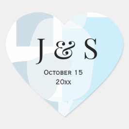 Adesivo Coração Casamento Artístico Minimalista Azul-Abstrato Mode