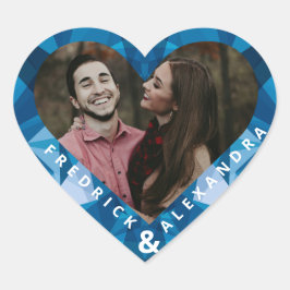 Adesivo Coração Casamento Azul Moderno e Bonito