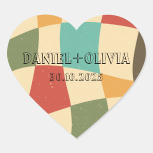 Adesivo Coração Casamento Colorido Minimalista