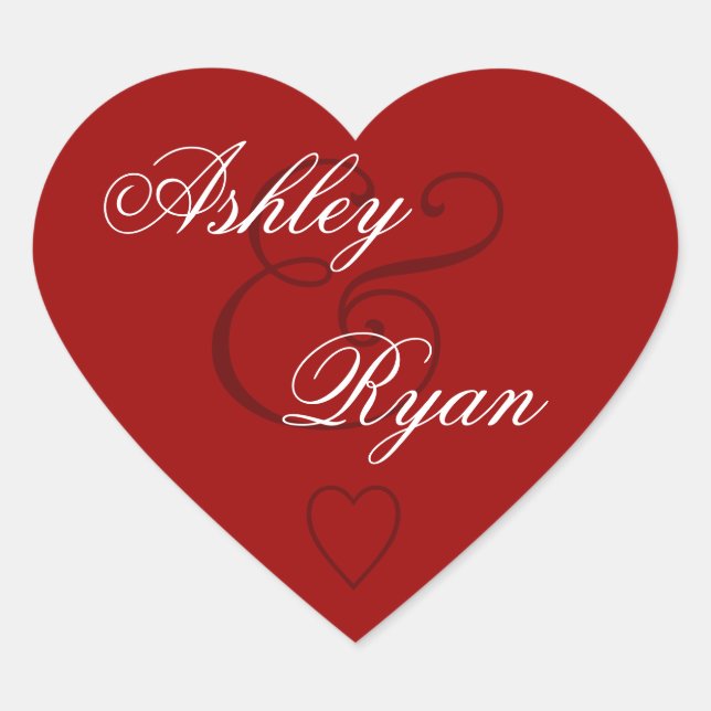 Adesivo Coração Casamento com Selo de Envelope Vermelho (Frente)