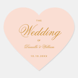 Adesivo Coração Casamento Cor-de-Rosa Elegante Caligrafia Simples