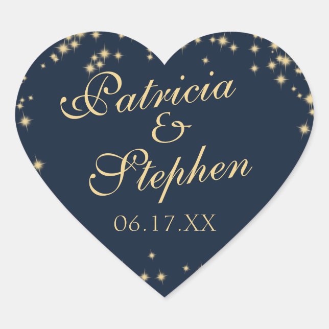 Adesivo Coração Casamento das Estrelas da Meia-Noite (Frente)