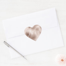 Adesivo Coração Casamento De Amor Branco Com Glama Rosa-Rosa Blush