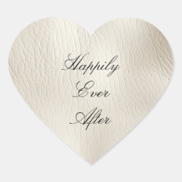 Adesivo Coração Casamento de Couro Branco Faux Leather