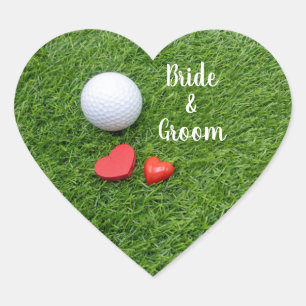 Adesivo Coração Casamento de golfe com bola de golfe e amor com ve