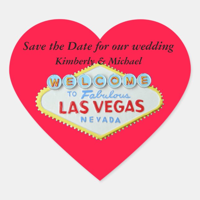 Adesivo Coração Casamento de Las Vegas Salve o Coração Vermelho (Frente)