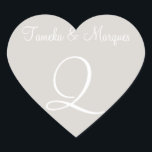 Adesivo Coração Casamento de Monogramas personalizáveis Timberwolf<br><div class="desc">Monogramas de convite para envelopes personalizados - Os planejadores do setor de casamento geralmente se perguntam: quantas focas você precisa em um monograma? Estes Monogramas elegantes e personalizáveis de Casamento são justos para monogramas de casamento e artigos de papelaria. - Monogramas Essenciais - Monogramas Personalizáveis Casados Para Monogramas E Nomes...</div>