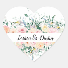 Adesivo Coração Casamento de Noiva Floral de Watercolor