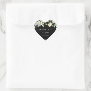Adesivo Coração Casamento de Snowberry+Eucalipto Agradecimento Pre