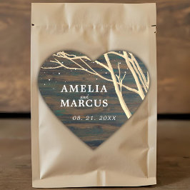 Adesivo Coração Casamento de White Script da Árvore de inverno da 