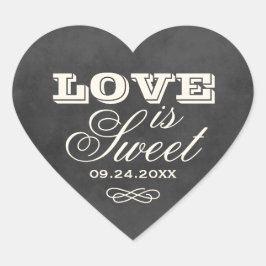 Adesivo Coração Casamento Doce Amor em Quadro Negro Vintage