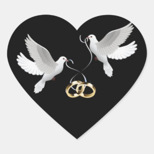 Adesivo Coração Casamento Doves Black Heart Stickers