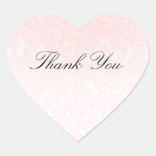 Adesivo Coração Casamento elegante do Storybook de Damasco Rosa