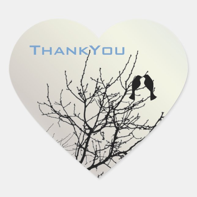 Adesivo Coração casamento entre aves rústicas de amor moderno (Frente)