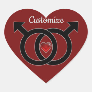 Adesivo Coração Casamento gay Red Heart Sticker
