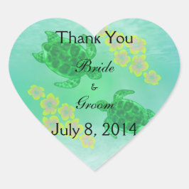 Adesivo Coração Casamento Honu Havaiano Obrigado