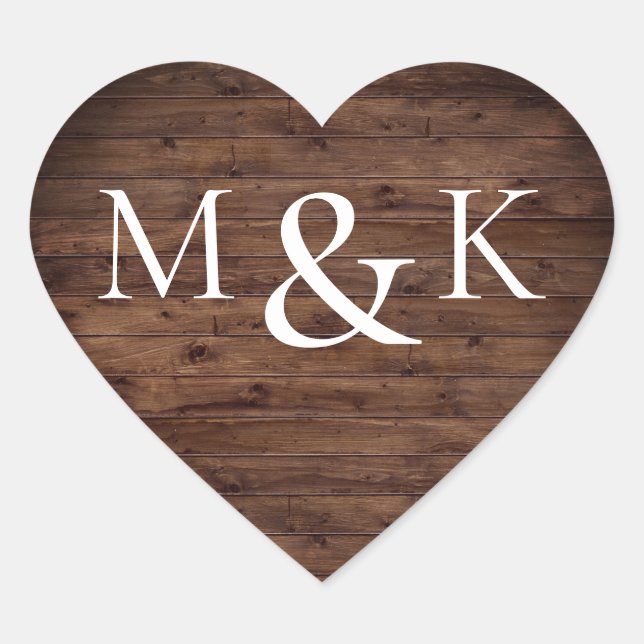 Adesivo Coração Casamento Inicial de Nome Elegante Moderno País Ru (Frente)