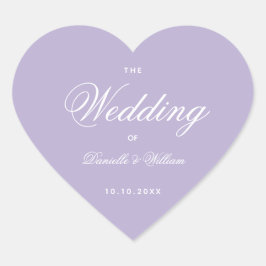 Adesivo Coração Casamento Lavanda Simples Elegante Rótulo Roxo 