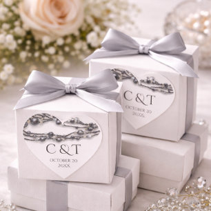 Adesivo Coração Casamento Moderno de Cor de Água Pearl Azul-Marinh