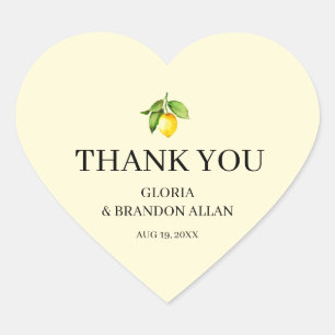 Adesivo Coração Casamento Moderno de Lemon Amarelo