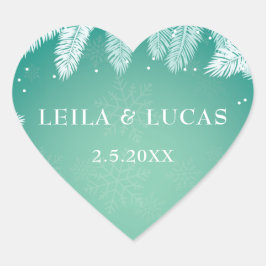 Adesivo Coração Casamento no inverno Elegante Personalizado