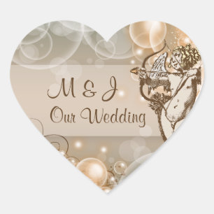 Adesivo Coração Casamento pálido do creme do choc do abacate