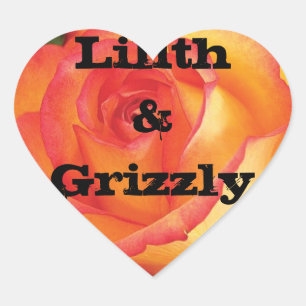 Adesivo Coração Casamento Personalizado de Rosa Amarela Mística