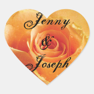 Adesivo Coração Casamento Personalizado de Rosa de Pêssego Selvage